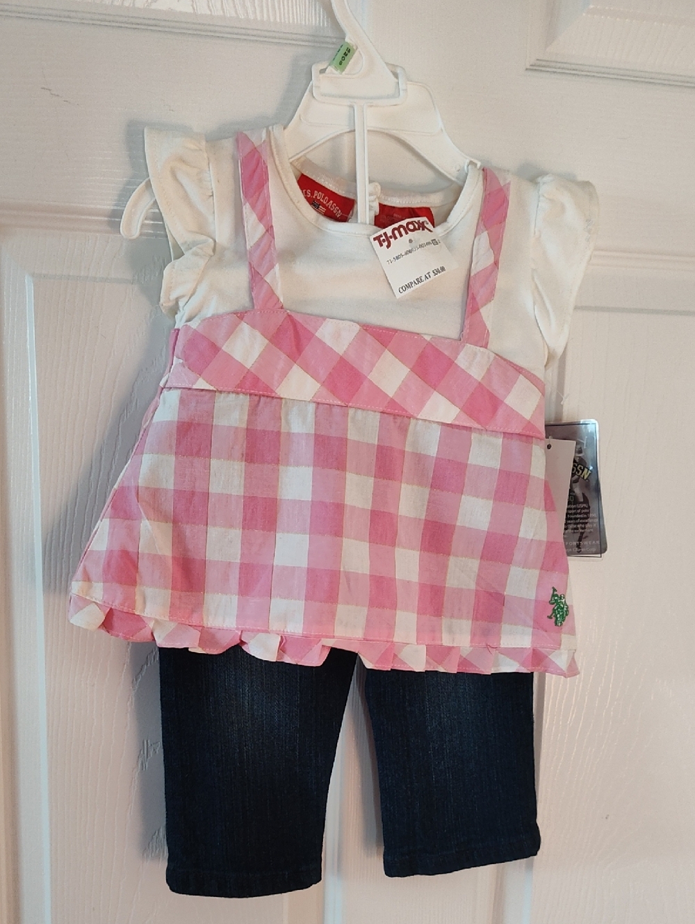 U.S. Polo Assn. Pink and White Gingham Toddler Matching Set